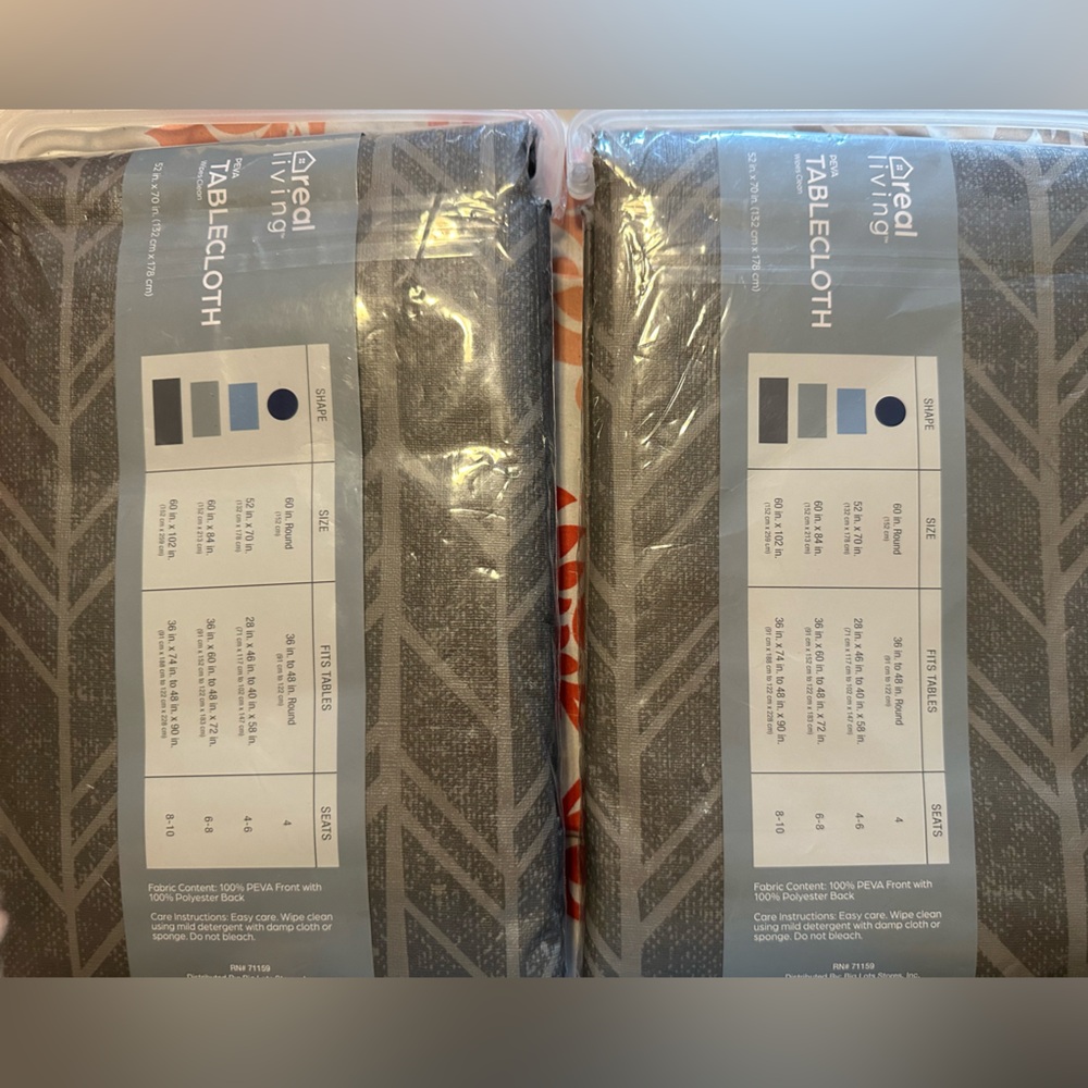 Peva Gray Easy Wipe Tablecloth Set of 2 - Picture 2 of 3